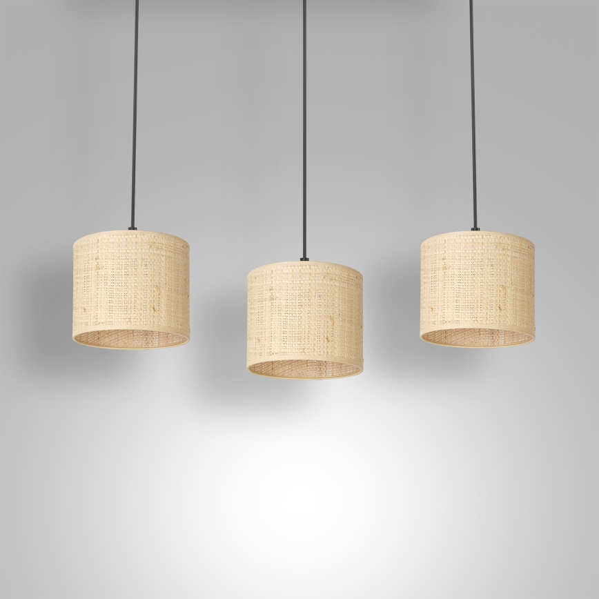 Κρεμαστό φωτιστικό οροφής ράγα RATTAN 3xE27/60W/230V rattan