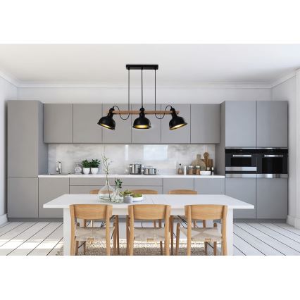 Κρεμαστό φωτιστικό οροφής ράγα RENO 3xE27/40W/230V μαύρο/καφέ