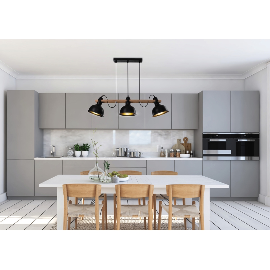 Κρεμαστό φωτιστικό οροφής ράγα RENO 3xE27/40W/230V μαύρο/καφέ