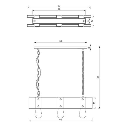 Κρεμαστό φωτιστικό οροφής ράγα SODER 3xE27/60W/230V