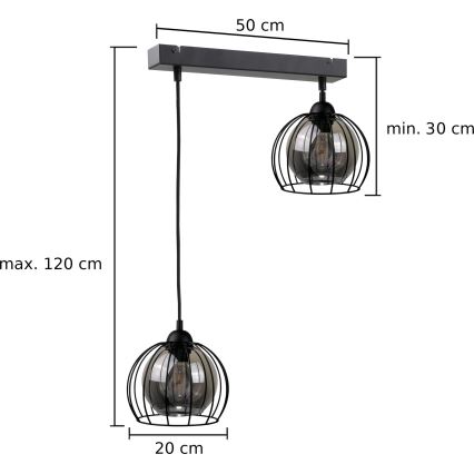 Κρεμαστό φωτιστικό οροφής ράγα SOLO BLACK 2xE27/60W/230V
