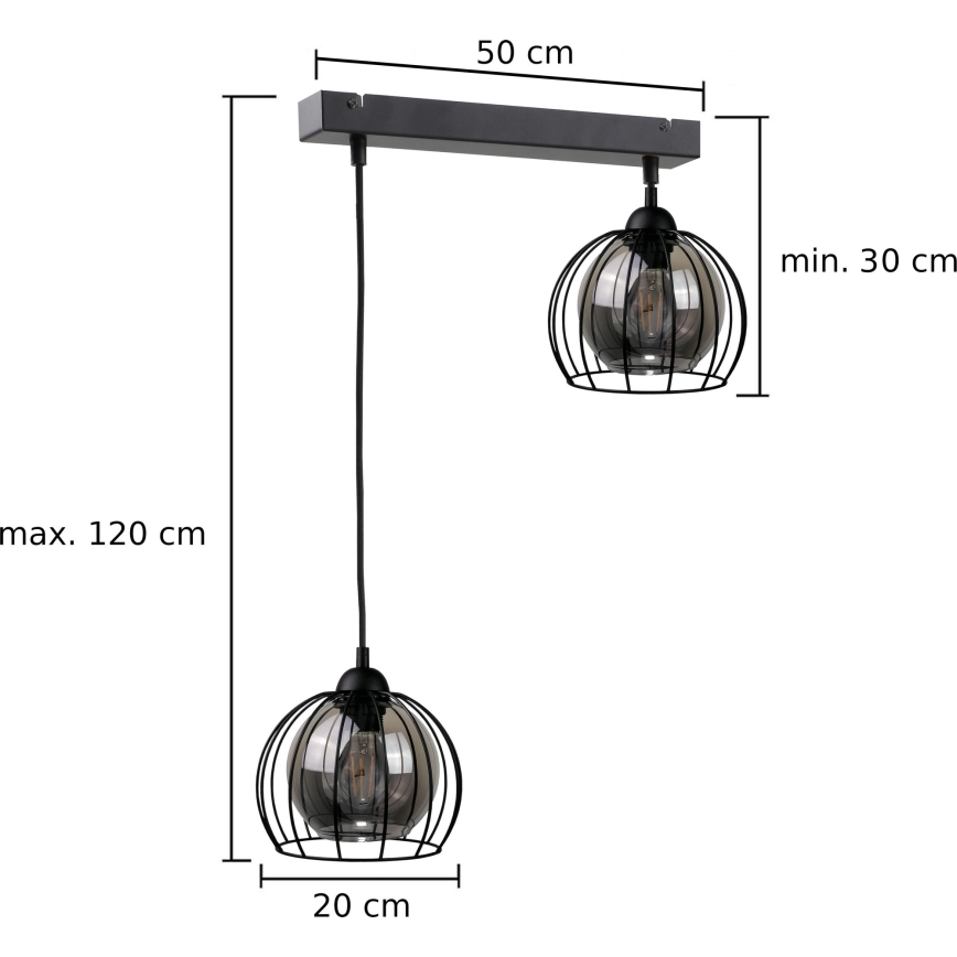 Κρεμαστό φωτιστικό οροφής ράγα SOLO BLACK 2xE27/60W/230V