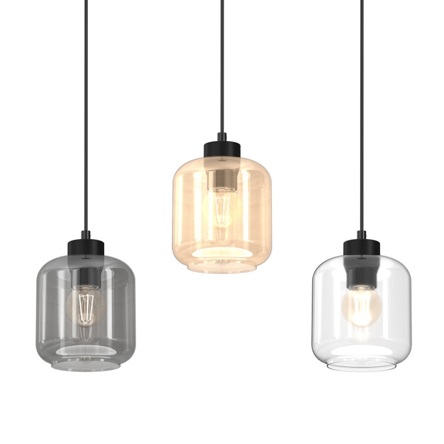 Κρεμαστό φωτιστικό οροφής ράγα SOMBRA 3xE27/60W/230V γκρι/μπεζ/διαφανές