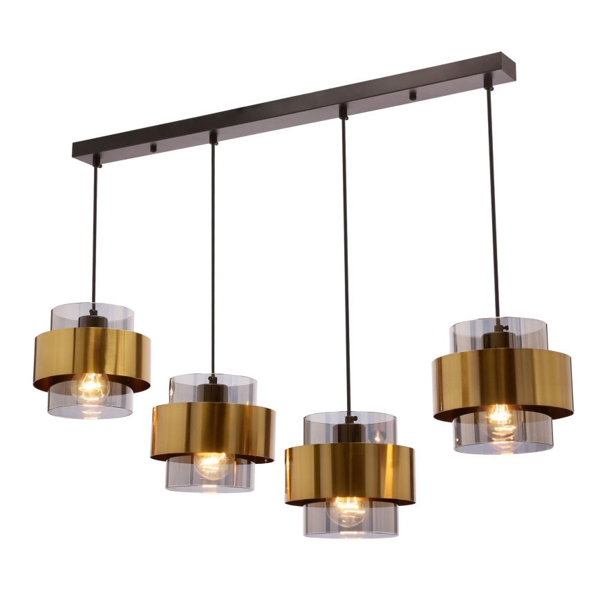 Κρεμαστό φωτιστικό οροφής ράγα SPIEGA 4xE27/60W/230V χρυσό/μαύρο