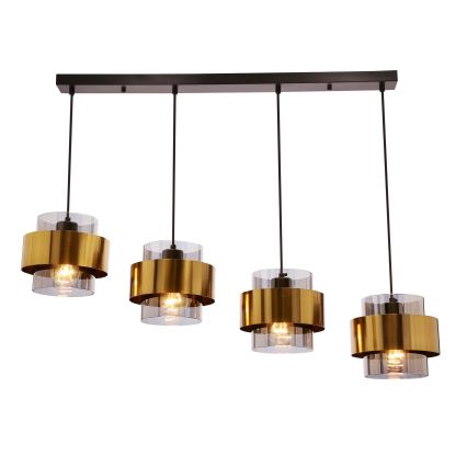 Κρεμαστό φωτιστικό οροφής ράγα SPIEGA 4xE27/60W/230V χρυσό/μαύρο