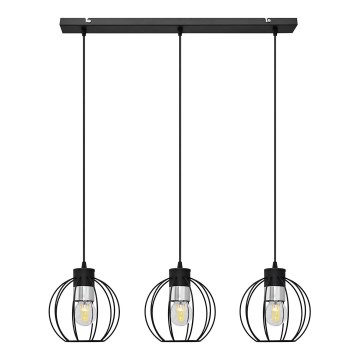 Κρεμαστό φωτιστικό οροφής ράγα STARLIGHT 3xE27/15W/230V μαύρο/ασήμι