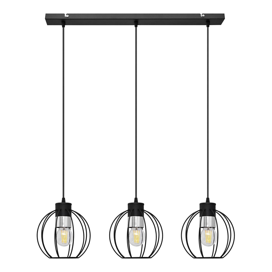 Κρεμαστό φωτιστικό οροφής ράγα STARLIGHT 3xE27/15W/230V μαύρο/ασήμι