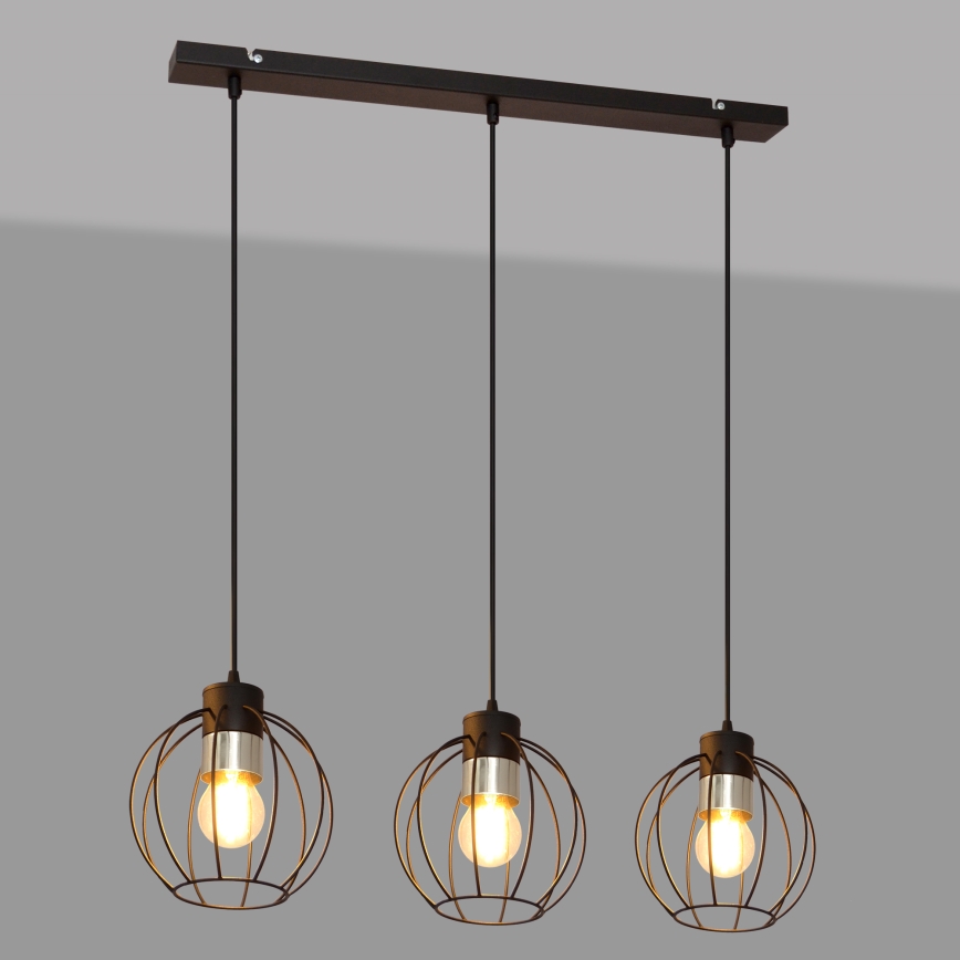 Κρεμαστό φωτιστικό οροφής ράγα STARLIGHT 3xE27/15W/230V μαύρο/ασήμι