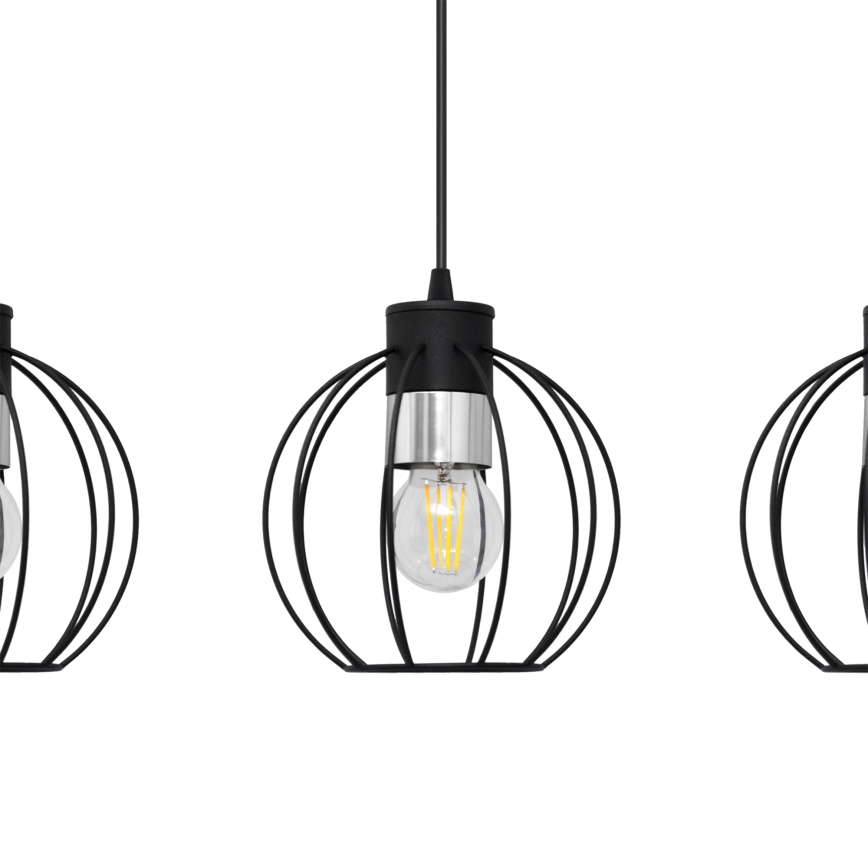 Κρεμαστό φωτιστικό οροφής ράγα STARLIGHT 3xE27/15W/230V μαύρο/ασήμι