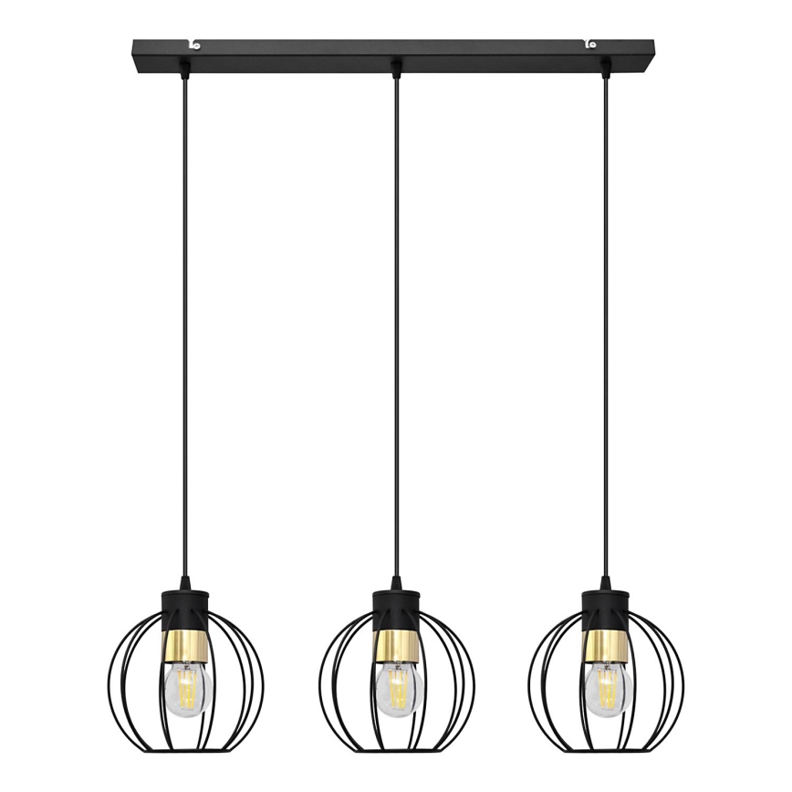 Κρεμαστό φωτιστικό οροφής ράγα STARLIGHT 3xE27/15W/230V μαύρο/χρυσαφί