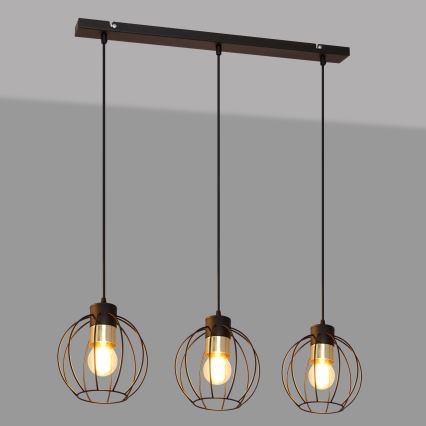Κρεμαστό φωτιστικό οροφής ράγα STARLIGHT 3xE27/15W/230V μαύρο/χρυσαφί