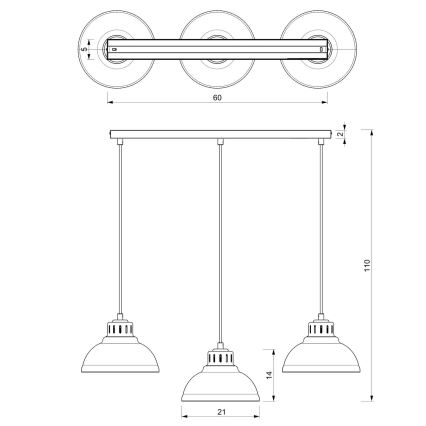 Κρεμαστό φωτιστικό οροφής ράγα SVEN 3xE27/15W/230V κόκκινο