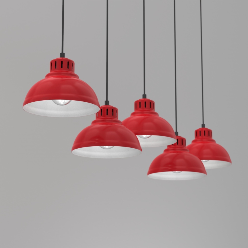 Κρεμαστό φωτιστικό οροφής ράγα SVEN 5xE27/15W/230V κόκκινο
