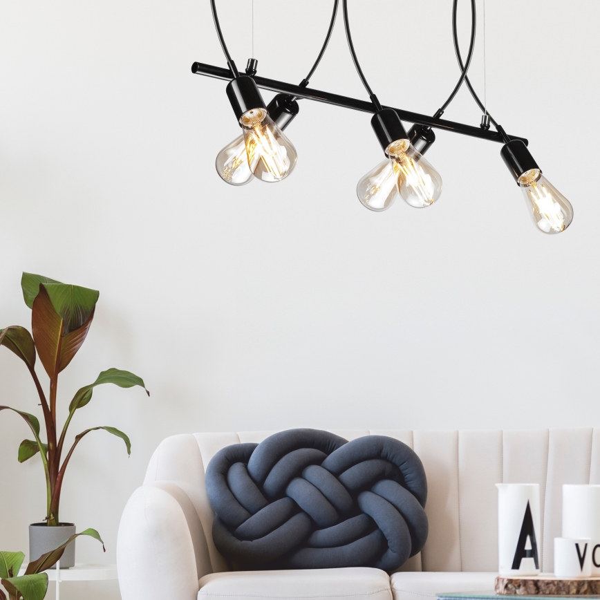 Κρεμαστό φωτιστικό οροφής ράγα TARO 5xE27/60W/230V μαύρο