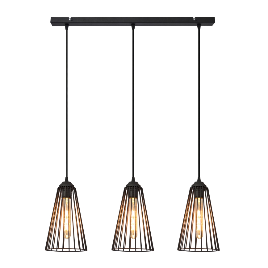 Κρεμαστό φωτιστικό οροφής ράγα TORRI 3xE27/15W/230V μαύρο