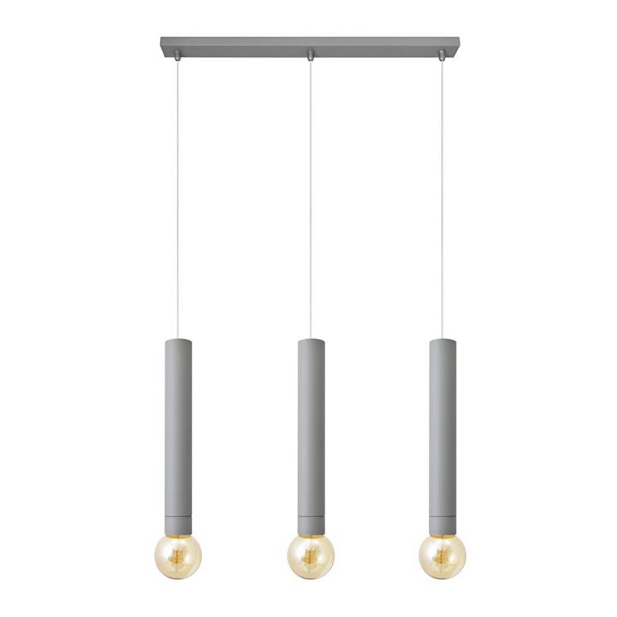 Κρεμαστό φωτιστικό οροφής ράγα TUBA 3xE27/15W/230V γκρι