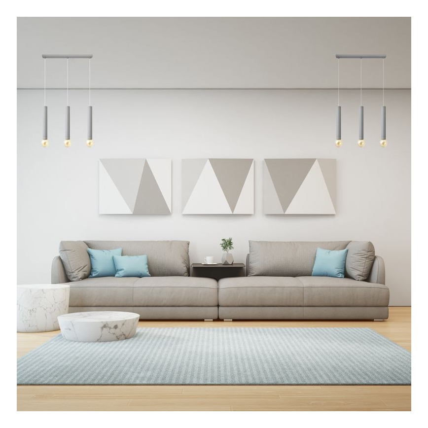 Κρεμαστό φωτιστικό οροφής ράγα TUBA 3xE27/15W/230V γκρι