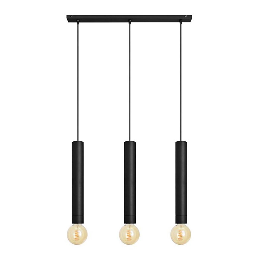 Κρεμαστό φωτιστικό οροφής ράγα TUBA 3xE27/15W/230V μαύρο