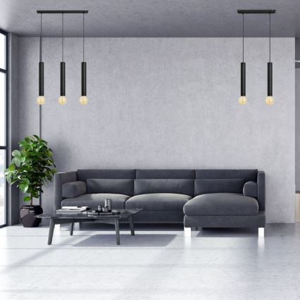 Κρεμαστό φωτιστικό οροφής ράγα TUBA 3xE27/15W/230V μαύρο