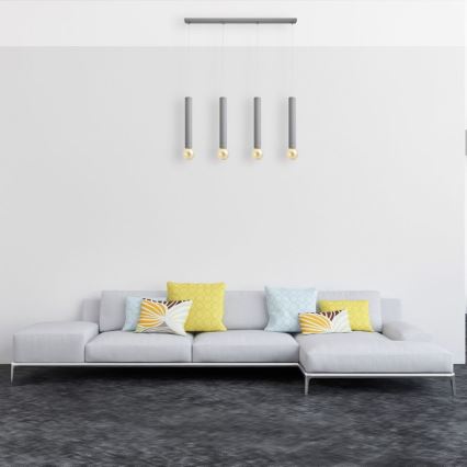 Κρεμαστό φωτιστικό οροφής ράγα TUBA 4xE27/15W/230V γκρι