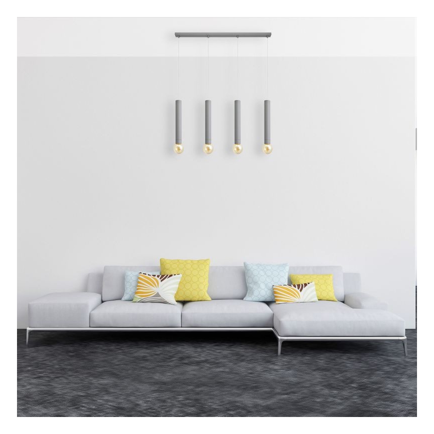 Κρεμαστό φωτιστικό οροφής ράγα TUBA 4xE27/15W/230V γκρι