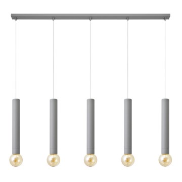 Κρεμαστό φωτιστικό οροφής ράγα TUBA 5xE27/15W/230V γκρι