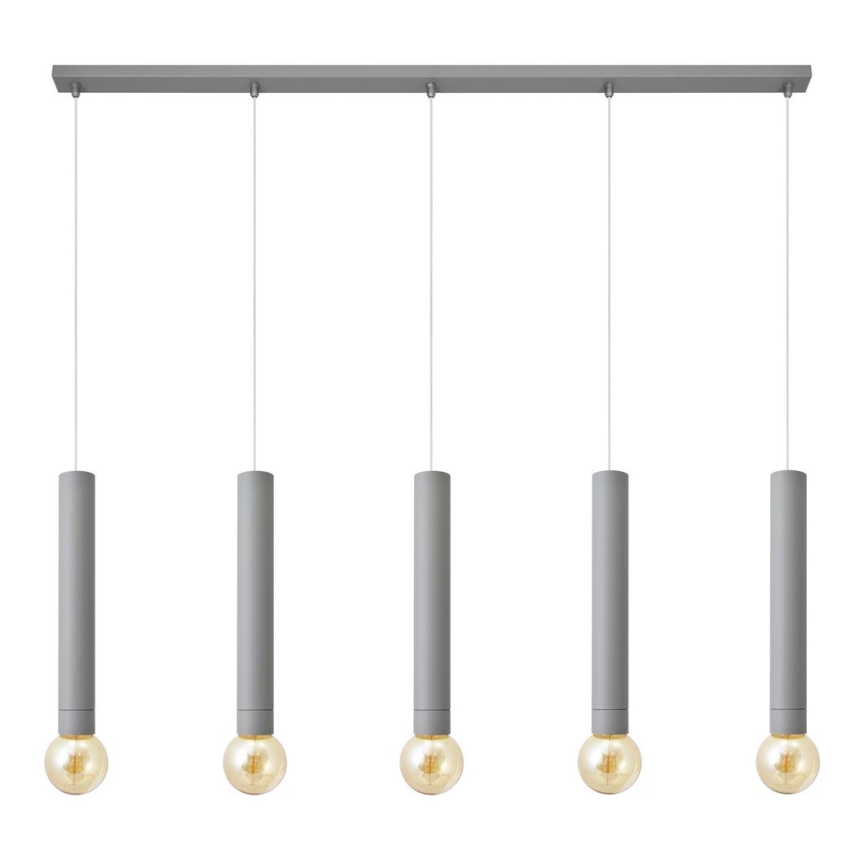 Κρεμαστό φωτιστικό οροφής ράγα TUBA 5xE27/15W/230V γκρι