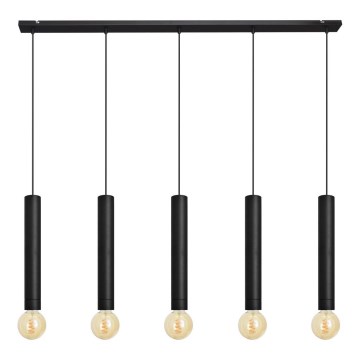 Κρεμαστό φωτιστικό οροφής ράγα TUBA 5xE27/15W/230V μαύρο