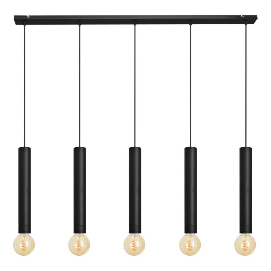 Κρεμαστό φωτιστικό οροφής ράγα TUBA 5xE27/15W/230V μαύρο