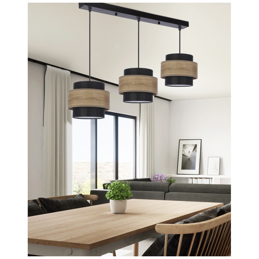 Κρεμαστό φωτιστικό οροφής ράγα TWIN 3xE27/40W/230V καφέ/μαύρο