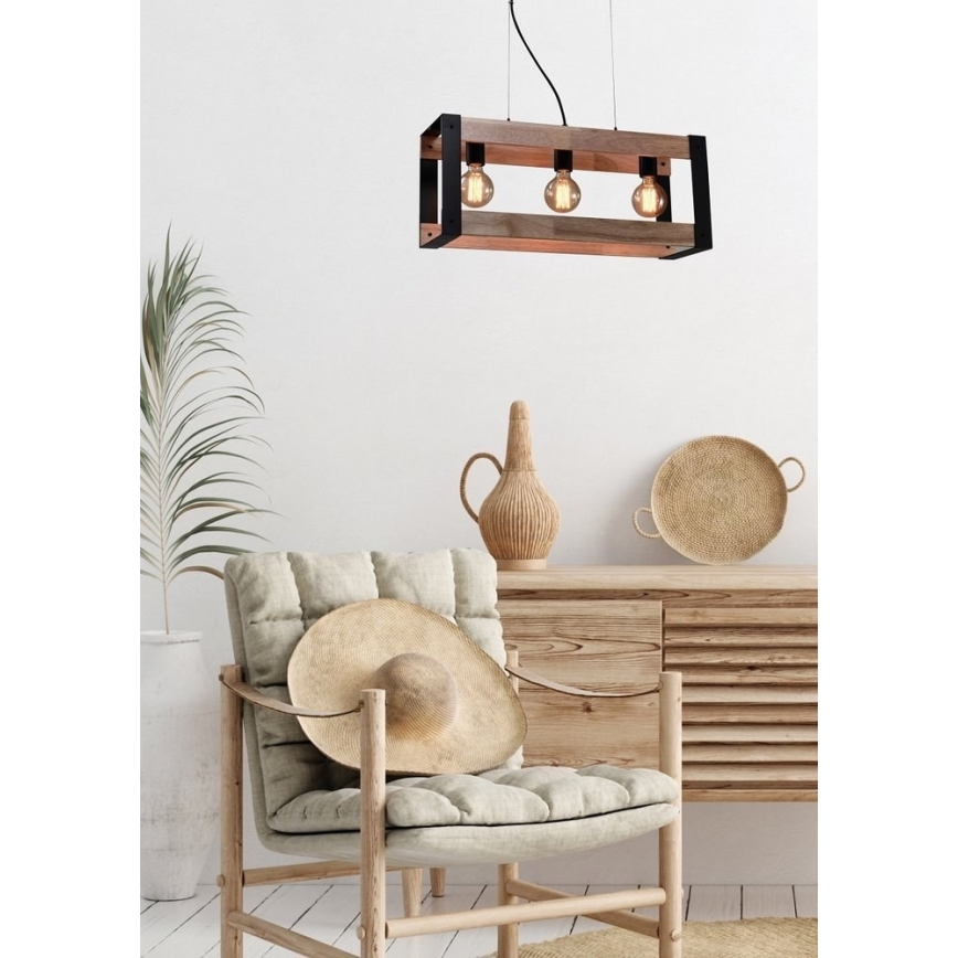 Κρεμαστό φωτιστικό οροφής ράγα VARNA 3xE27/40W/230V δρυς