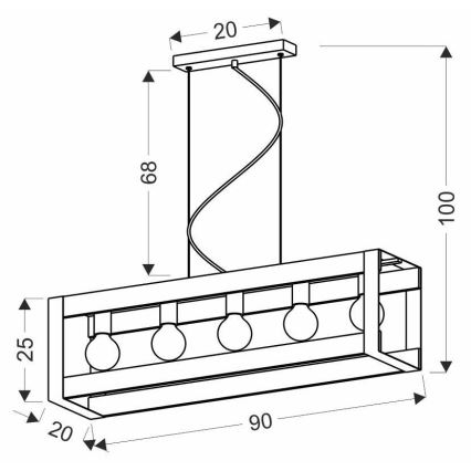 Κρεμαστό φωτιστικό οροφής ράγα VARNA 5xE27/40W/230V δρυς