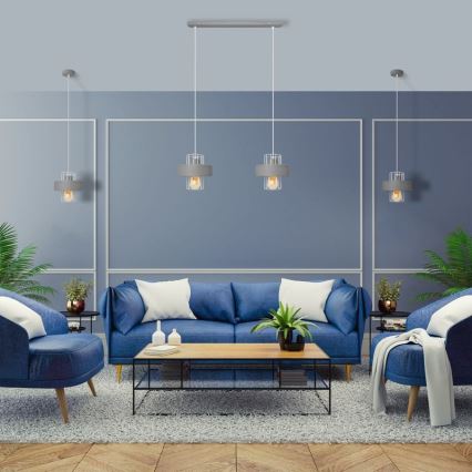 Κρεμαστό φωτιστικό οροφής ράγα VOLTA 2xE27/15W/230V γκρι