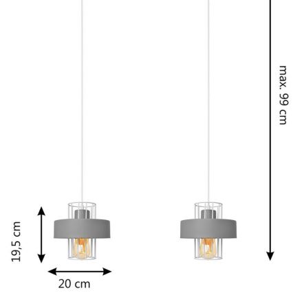 Κρεμαστό φωτιστικό οροφής ράγα VOLTA 2xE27/15W/230V γκρι
