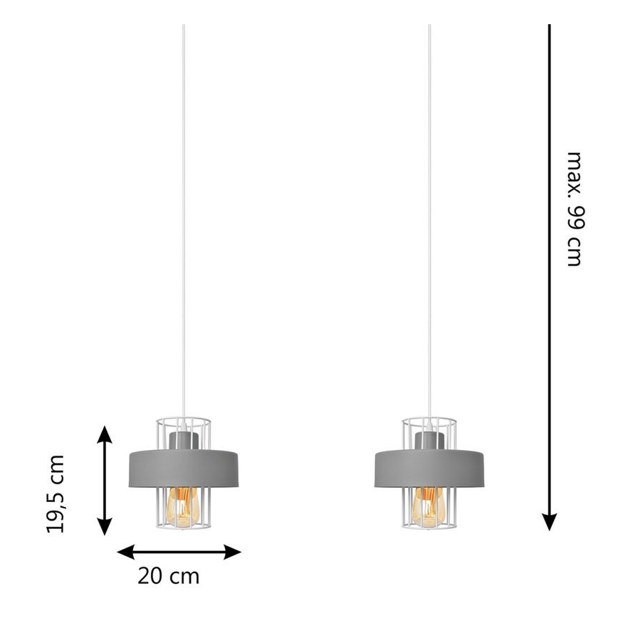 Κρεμαστό φωτιστικό οροφής ράγα VOLTA 2xE27/15W/230V γκρι