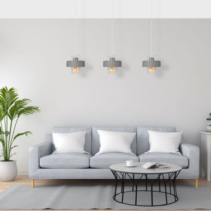 Κρεμαστό φωτιστικό οροφής ράγα VOLTA 3xE27/15W/230V γκρι