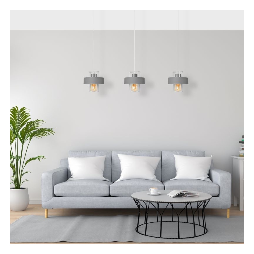Κρεμαστό φωτιστικό οροφής ράγα VOLTA 3xE27/15W/230V γκρι