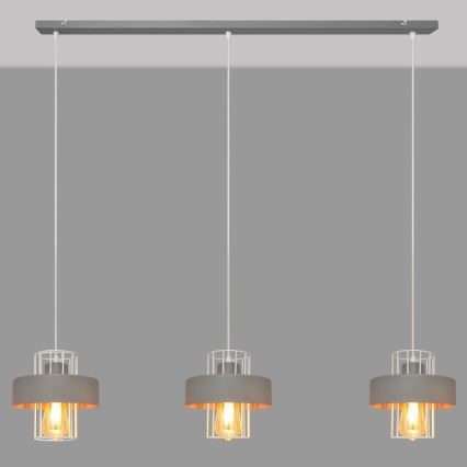 Κρεμαστό φωτιστικό οροφής ράγα VOLTA 3xE27/15W/230V γκρι