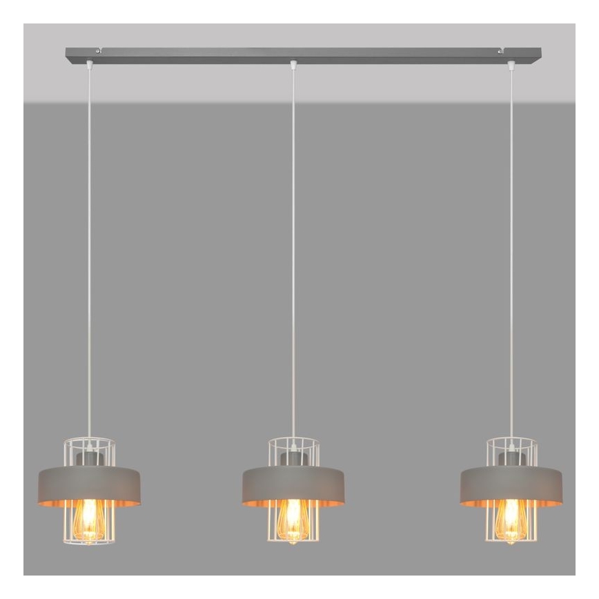Κρεμαστό φωτιστικό οροφής ράγα VOLTA 3xE27/15W/230V γκρι