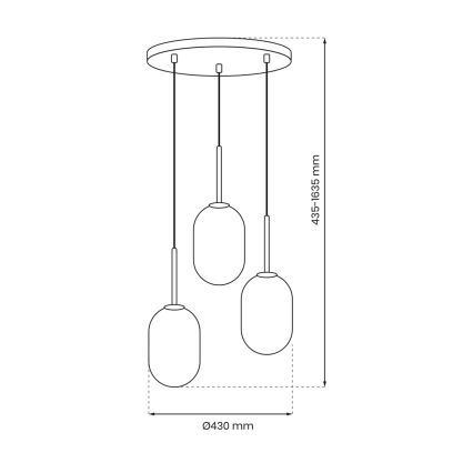 Κρεμαστό φωτιστικό οροφής τρίφωτο ALIAS 3xE14/40W/230V χρυσό