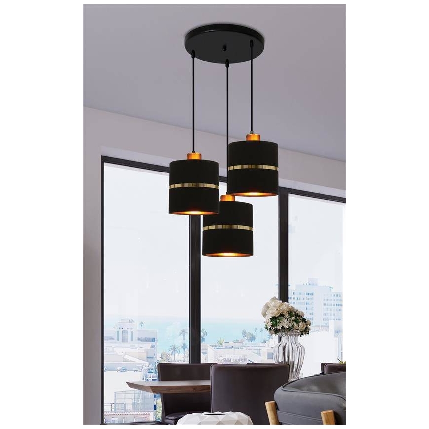 Κρεμαστό φωτιστικό οροφής τρίφωτο ASSAM 3xE27/60W/230V μαύρο
