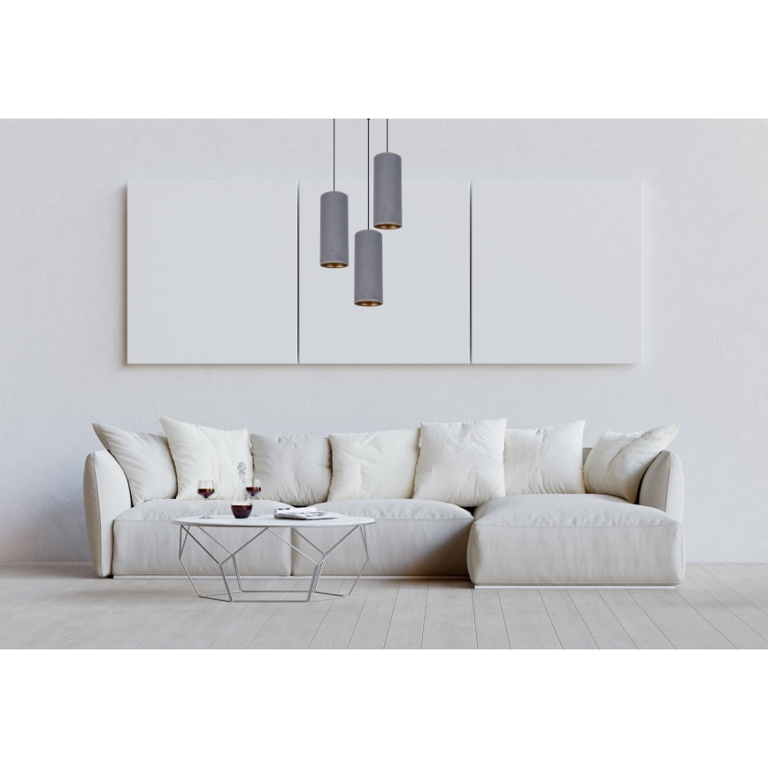 Κρεμαστό φωτιστικό οροφής τρίφωτο AVALO 3xE27/60W/230V διάμετρος 35 cm γκρι