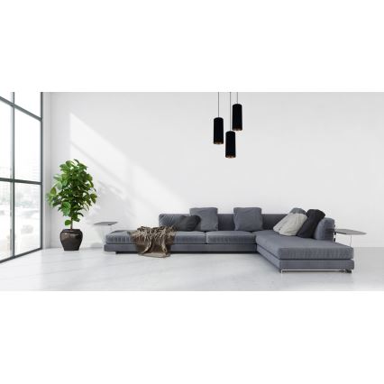 Κρεμαστό φωτιστικό οροφής τρίφωτο AVALO 3xE27/60W/230V διάμετρος 35 cm μαύρο