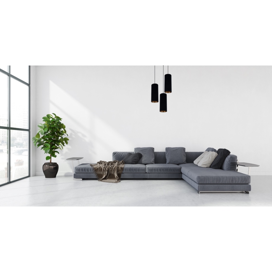 Κρεμαστό φωτιστικό οροφής τρίφωτο AVALO 3xE27/60W/230V διάμετρος 35 cm μαύρο