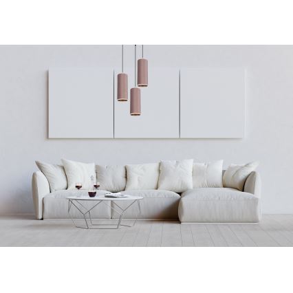 Κρεμαστό φωτιστικό οροφής τρίφωτο AVALO 3xE27/60W/230V διάμετρος 35 cm ροζ