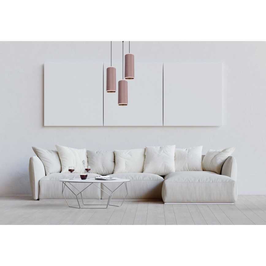 Κρεμαστό φωτιστικό οροφής τρίφωτο AVALO 3xE27/60W/230V διάμετρος 35 cm ροζ