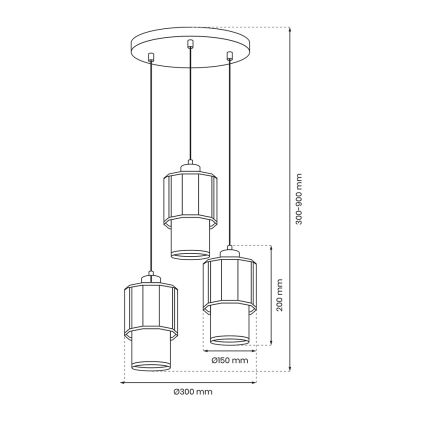 Κρεμαστό φωτιστικό οροφής τρίφωτο BLANCO 3xE27/60W/230V λευκό