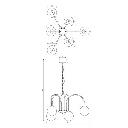 Κρεμαστό φωτιστικό οροφής τρίφωτο CAMBRIDGE 6xE14/60W/230V μαύρο