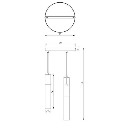 Κρεμαστό φωτιστικό οροφής τρίφωτο CASSA 3xGU10/8W/230V λευκό/χρυσαφί