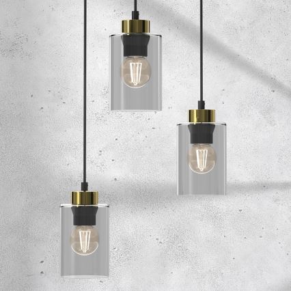 Κρεμαστό φωτιστικό οροφής τρίφωτο CHIC 3xE27/60W/230V μαύρο/γκρι